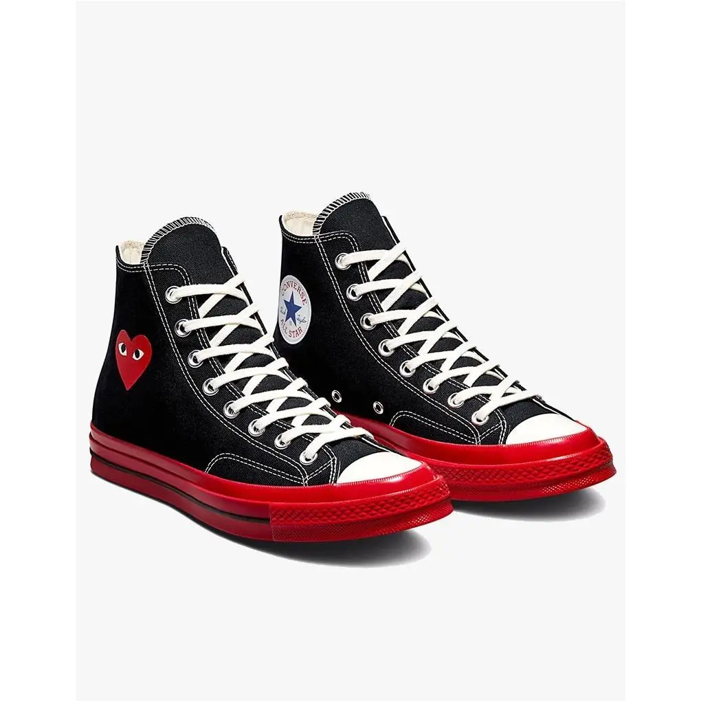 Men`s Size 12 Converse All Star 70 High Comme Des Garcons Play Black Red A01793C