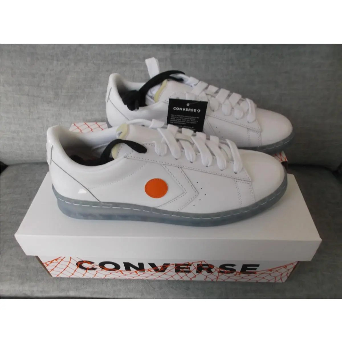 White Pro Leather Low x Rokit Orange Pop 2020 - Men`s Size 9 169217C by Converse