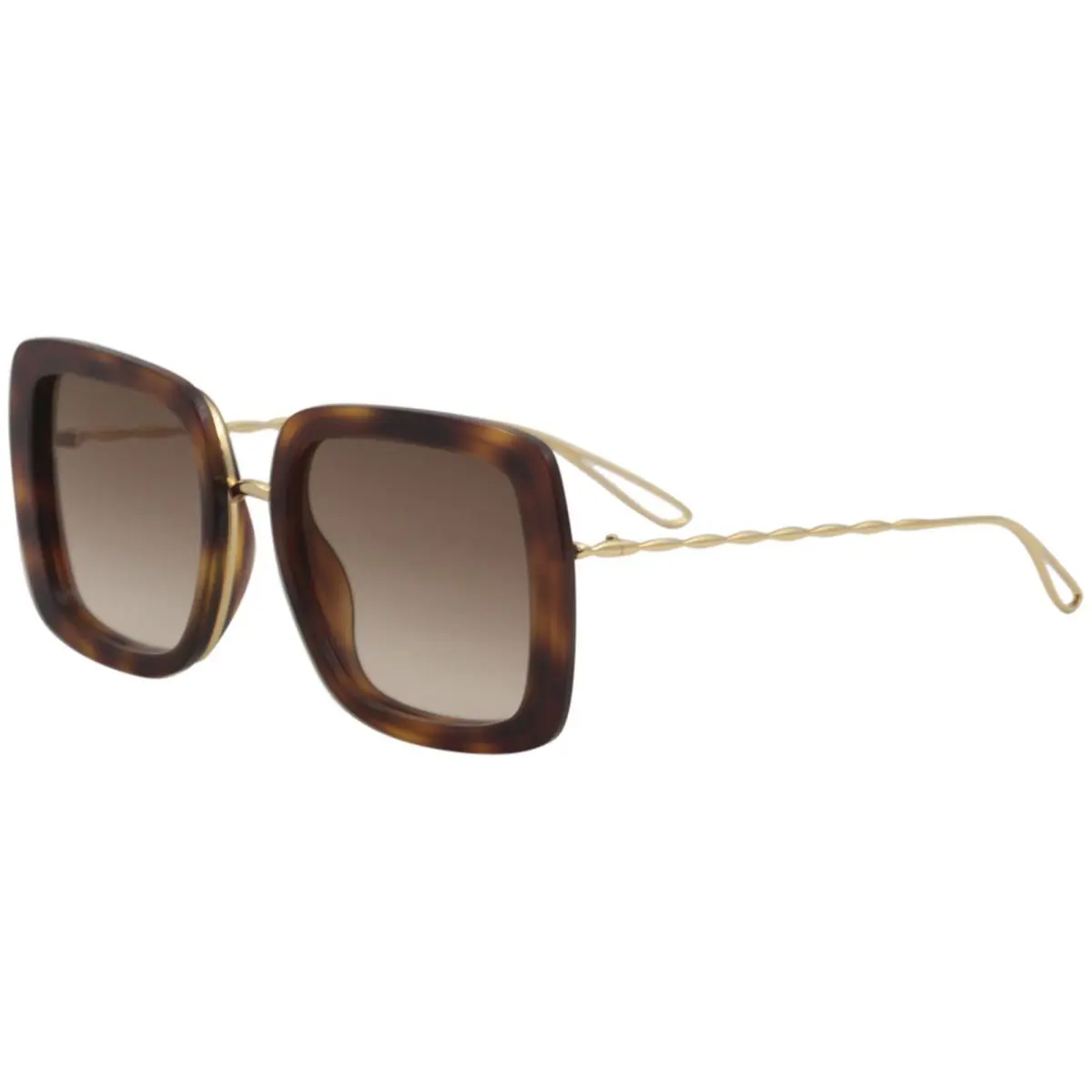 Women`s ES009S ES/009/S 2IK/VU Havana/gold Oval Sunglasses 53mm by Elie Saab