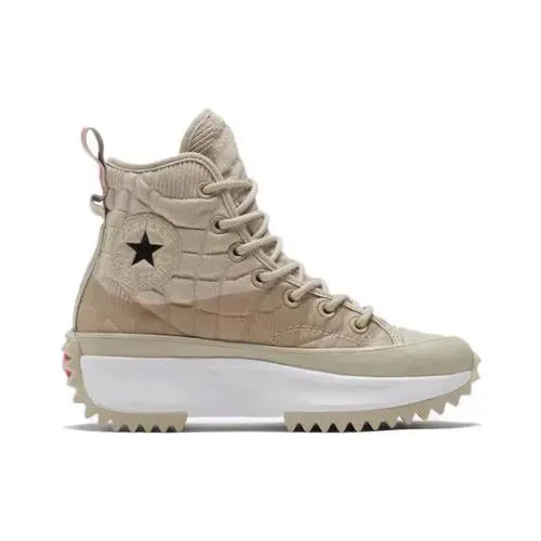Converse Run Star Hike Hi - 6 - 170444C String White Pink Khaki Tan Quilted OG - Beige
