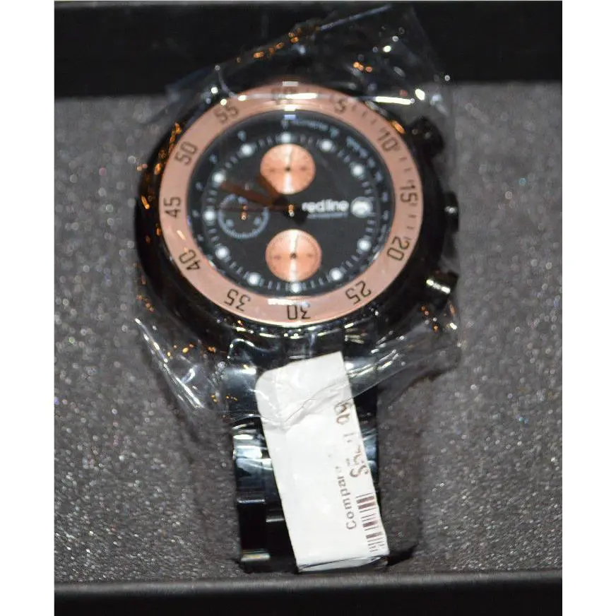 Men`s Red Line Driver Water Resistant Chronograph Stainless Steel Designer Watch