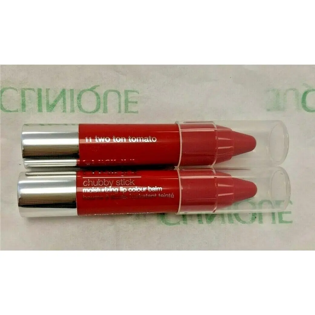 Chubby Stick Moisturizing Lip Colour Balm 07 Super Strawberry Travel Sz 2x two ton tomato #11 by Clinique