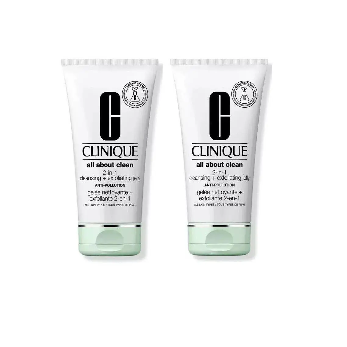 2x Clinique All About Clean 2-in-1 Cleansing + Exfoliating Jelly 5 oz/150ml Full