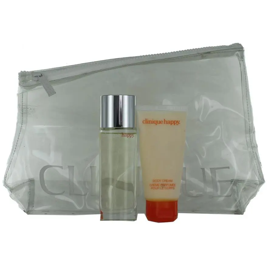 Happy By Clinique For Women Set: Parfum 1.7oz+Body Lotion 2.5oz+Bag