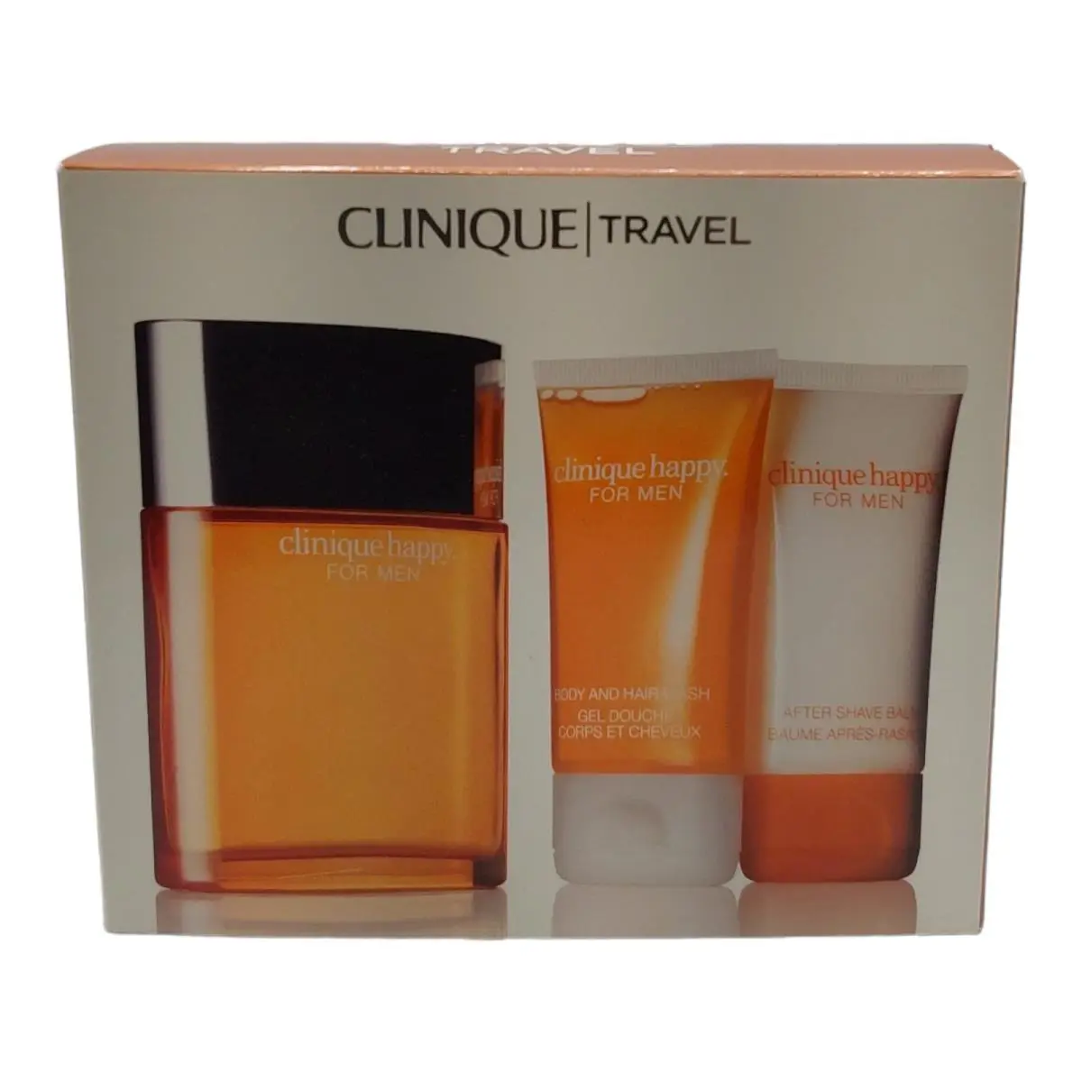 Clinique Happy Men Cologne After Shave Balm Body Hair Wash Gift Set 3 Pcs