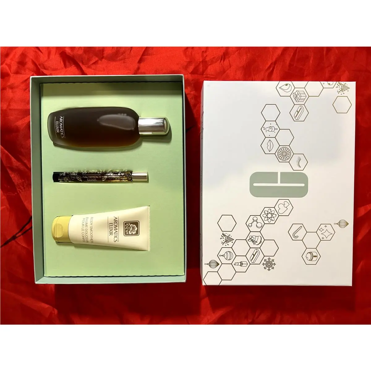Clinique Aromatic Elixir Riches 3 Piece Gift Set 3.4 oz Spray 2.5 oz Lotion