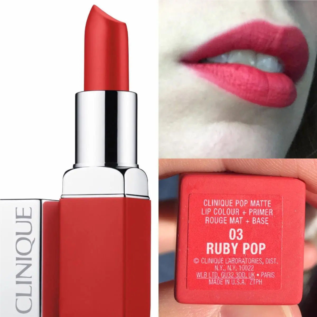 Clinique Pop Lip Colour + Primer Lipstick Lip Stick Ruby Pop 03 Red Berry Boxed