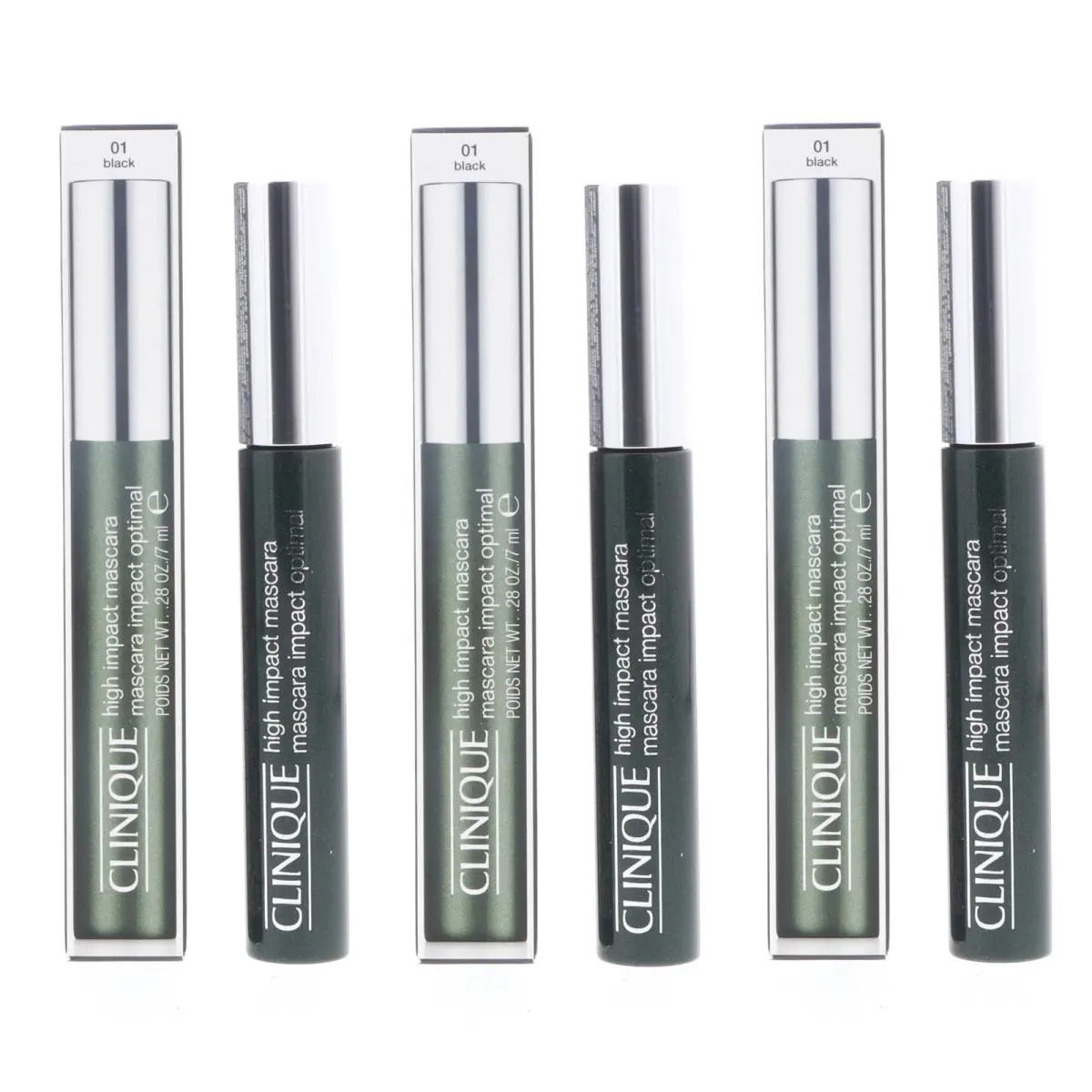 Clinique High Impact Mascara No.01 Black 0.28 oz 3 Pack