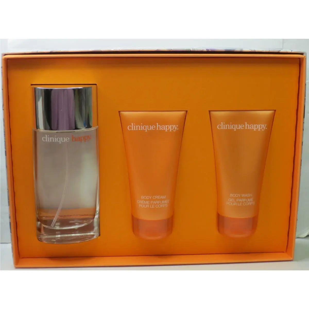 Clinique Absolutely Happy - Perfume Spray. Body Cream Body Wash Boxed