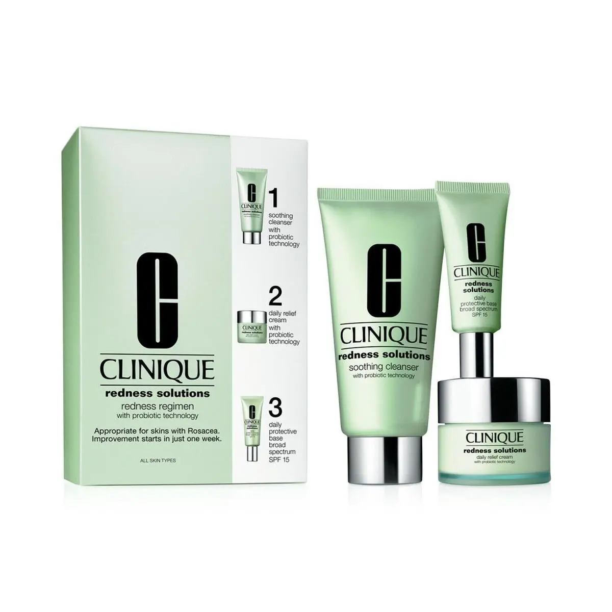 Clinique Redness Solutions Daily Relief Cream Cleanser Base Spf 15 Regimen Set 1