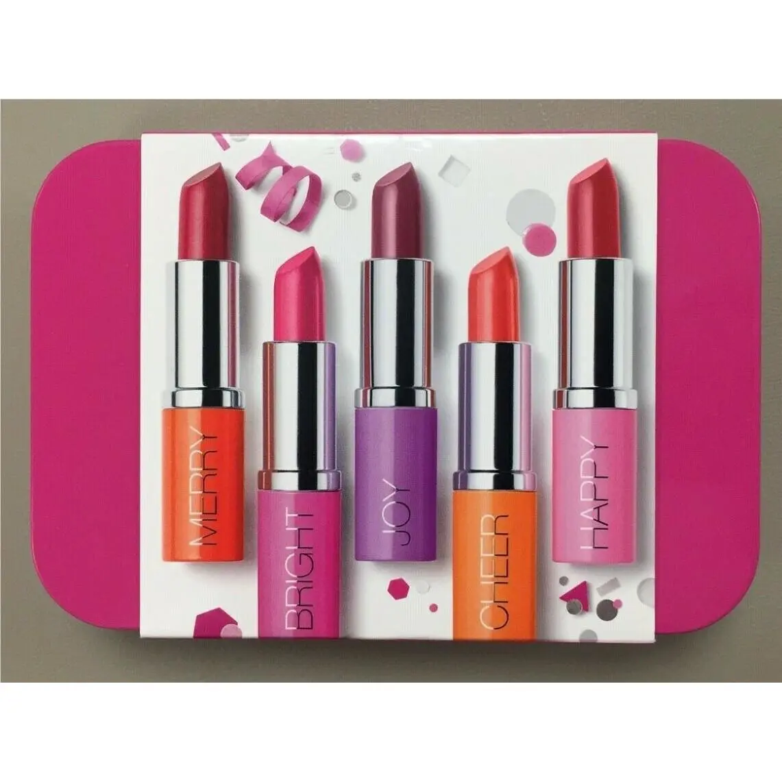 Clinique Pop Lip Colour+primer Rouge Intense+base 5pc Full Merry Joy Bright+