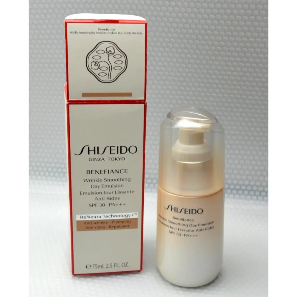 Benefiance Wrinkle Smoothing Day Cream Spf 25 50ml. 1.8oz Day Emulsion SPF 30 75ml/2.5fl.oz by Shiseido