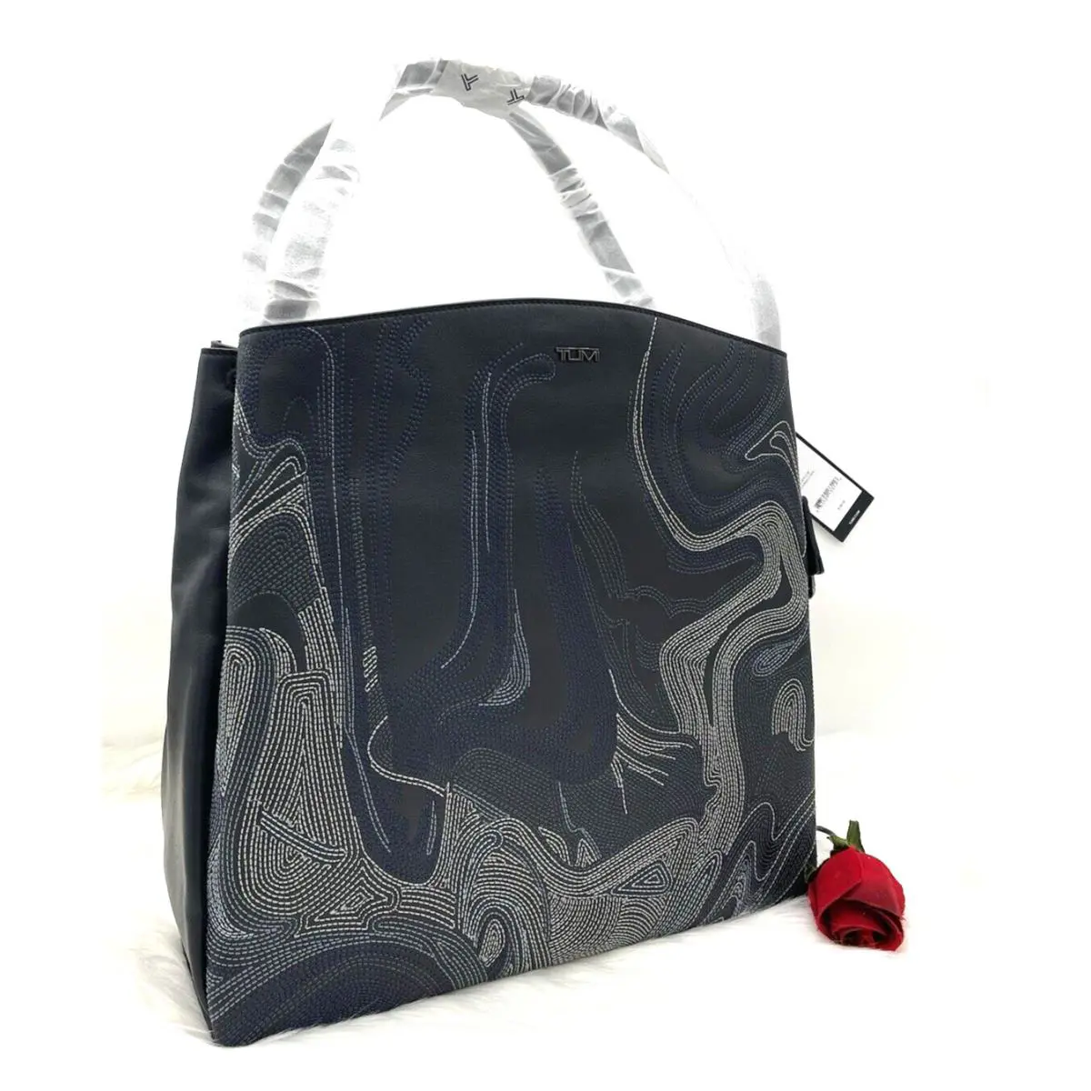 Georgica Jodys Intricate Pattern Leather Tote Bag-black by Tumi