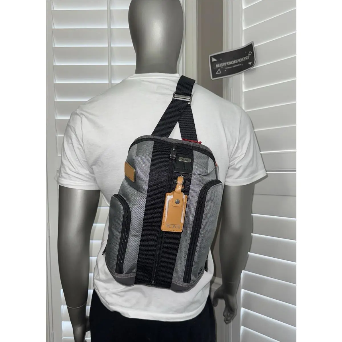 Tumi Higgins Sling Ballistic Nylon Men`s Grey Black Brown Luggage Tag
