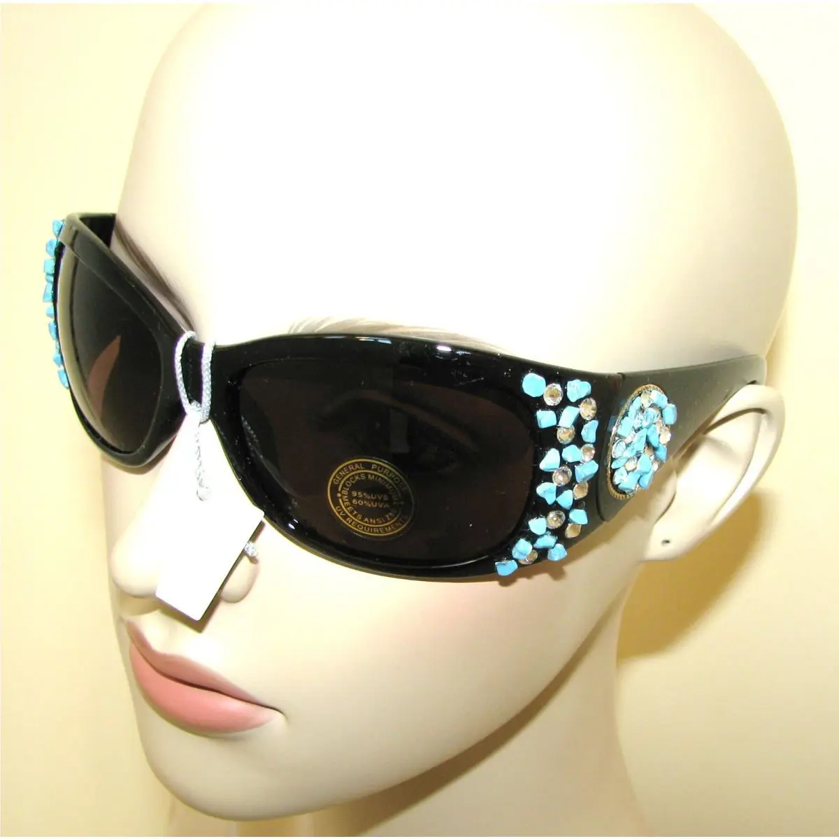 Elements Crystal+genuine Turquoise Brown Black SUNGLASSES-64102 BLACK by Swarovski