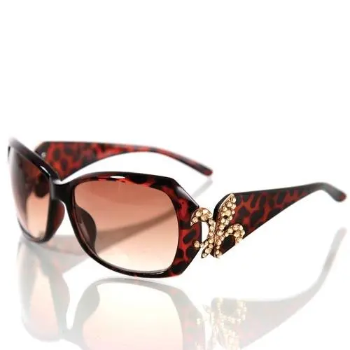 Made with  Crystal Fleur DE Lis Design Black UV400 SUNGLASSES-62065 TORTOISE BROWN by Swarovski