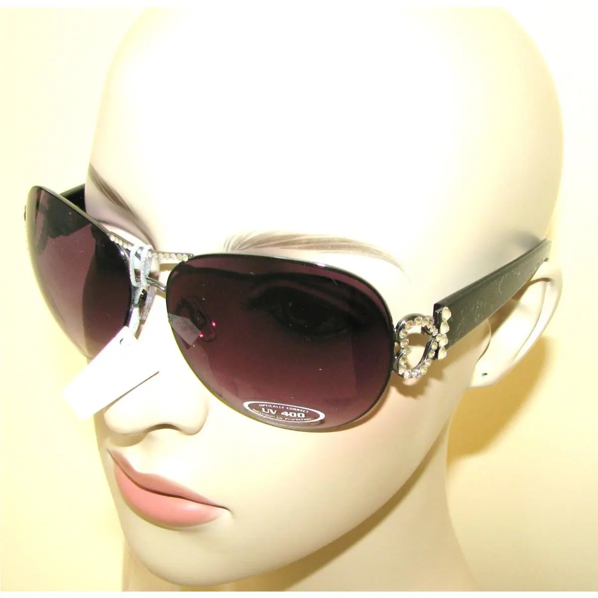 Swarovski Elements Crystal Heart Black+brown UV400 Aviator SUNGLASSES-64120