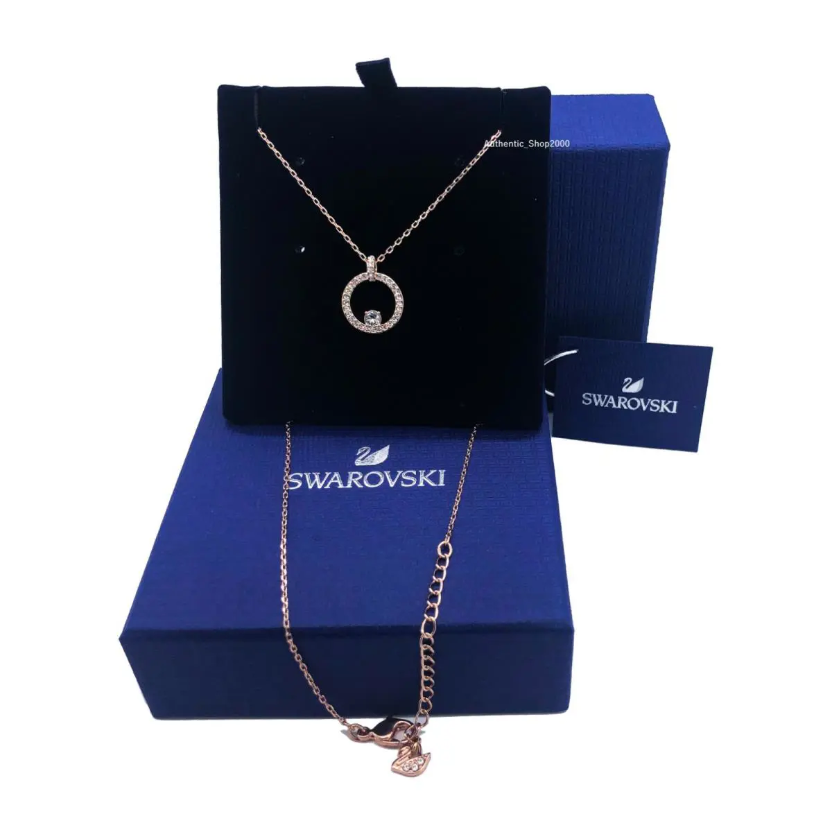 Swarovski Rhodium Rose Gold Crystal Pave Creativity Circle Pendant Necklace