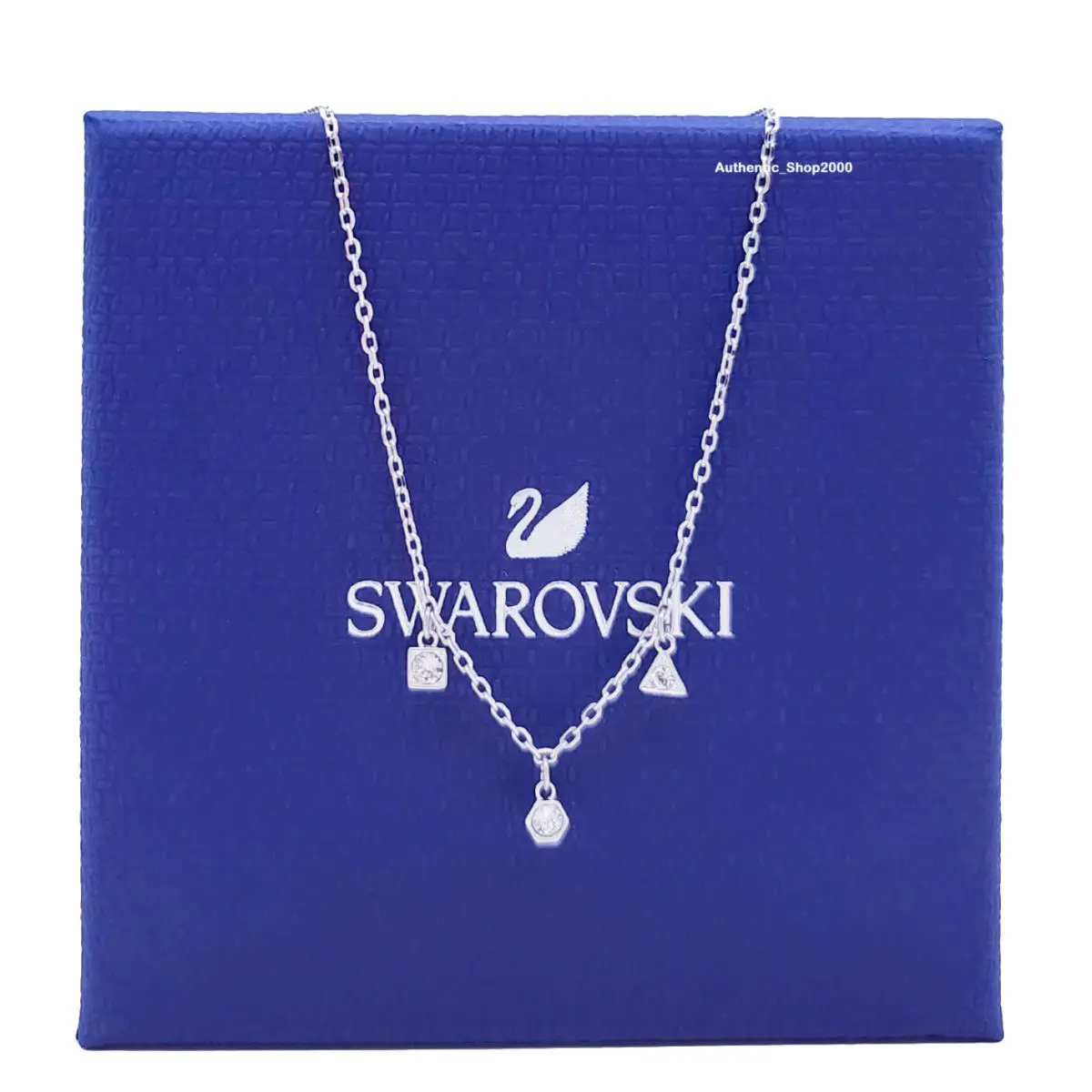 Swarovski Rhodium White Trio Crystals Pendant Necklace 5568012