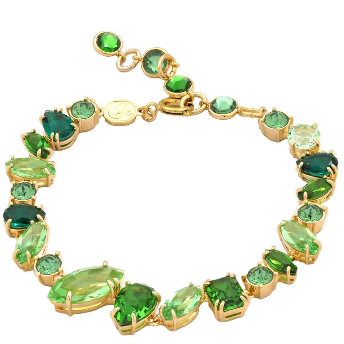Gema Mixed Cuts Green Crystal Bracelet Size Medium by Swarovski