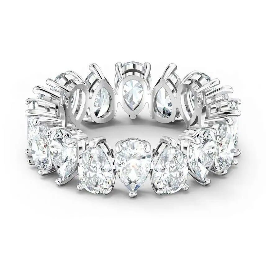 Swarovski Vittore Ring - Drop Cut White Rhodium Plated - Size 6