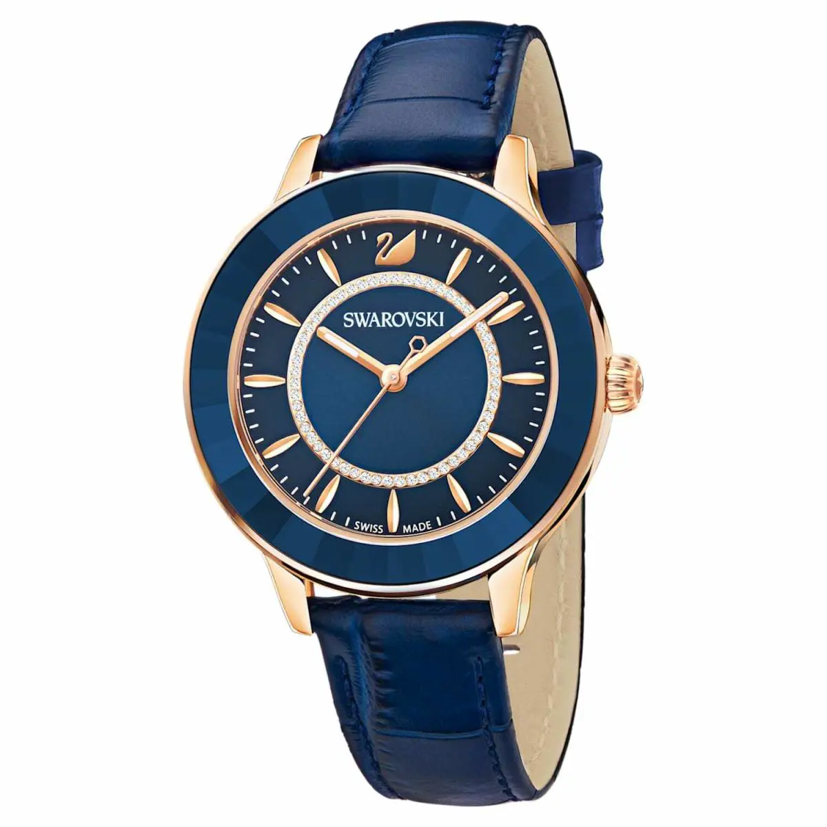 Swarovski Octea Lux Watch Leather Strap Blue Rose-gold tone-5414413
