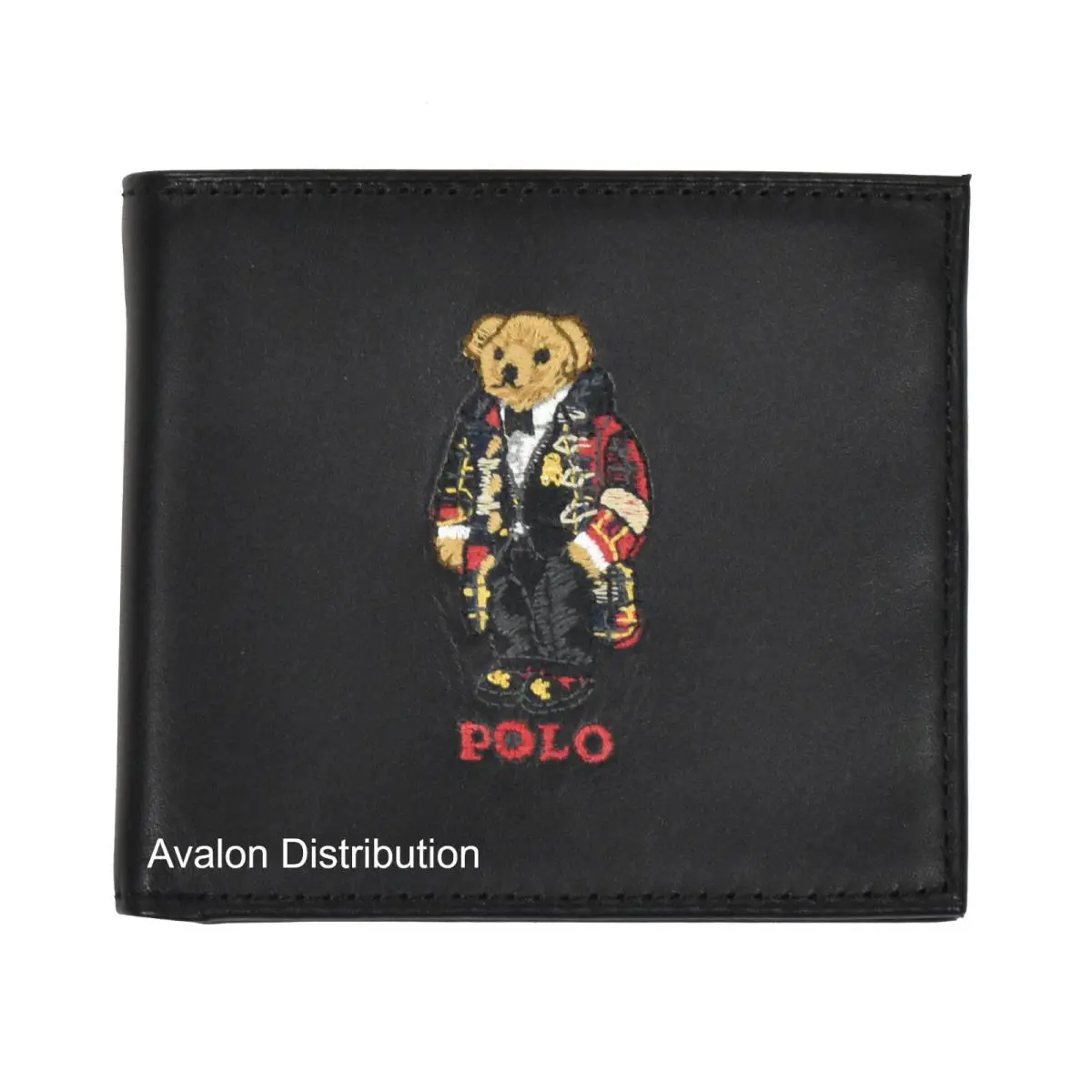 Polo Ralph Lauren Leather Collegiate Preppy Holiday Bear Bifold Wallet W/box