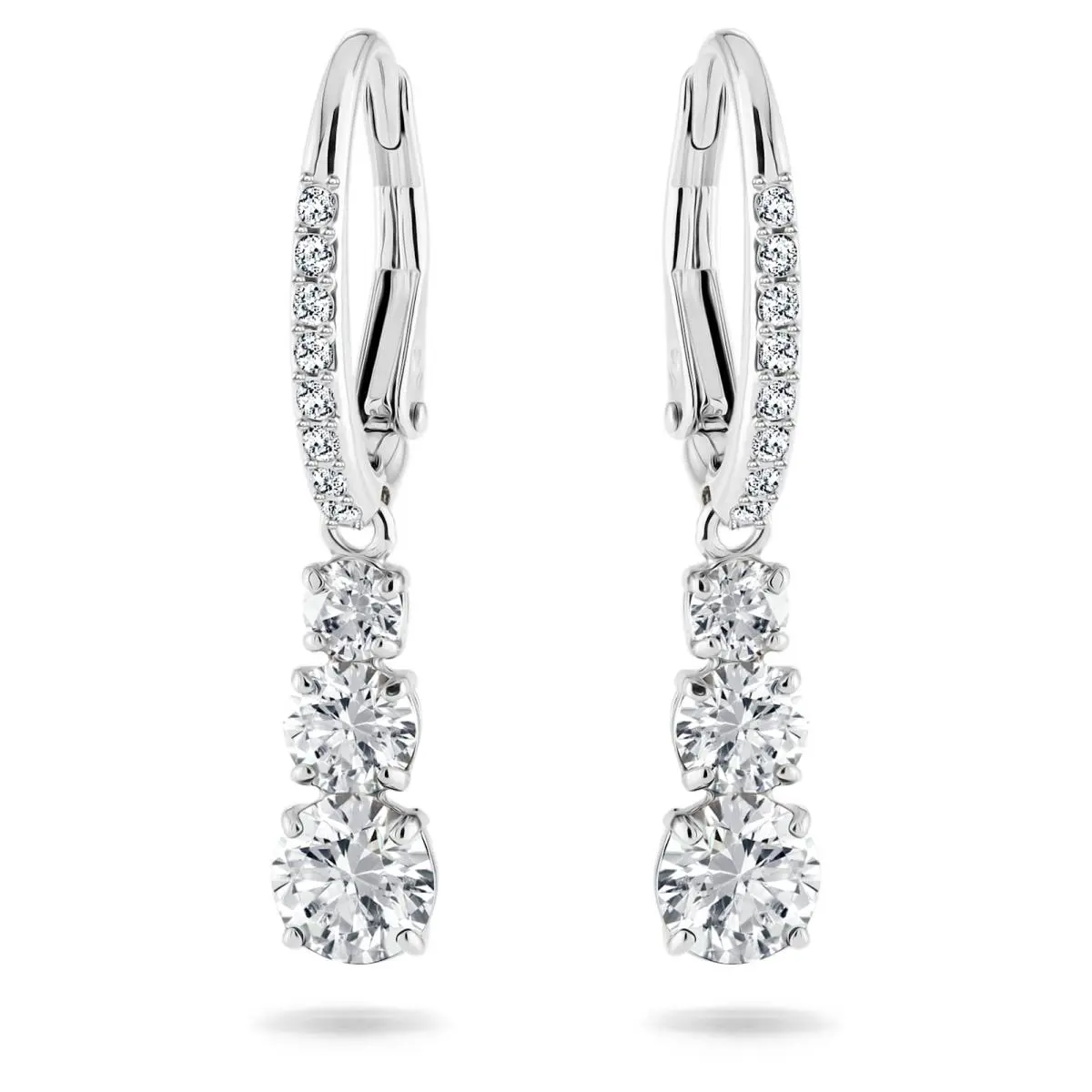 Swarovski Stilla Attract Hoop Earrings Round Cut White Rhodium Plated 5416155