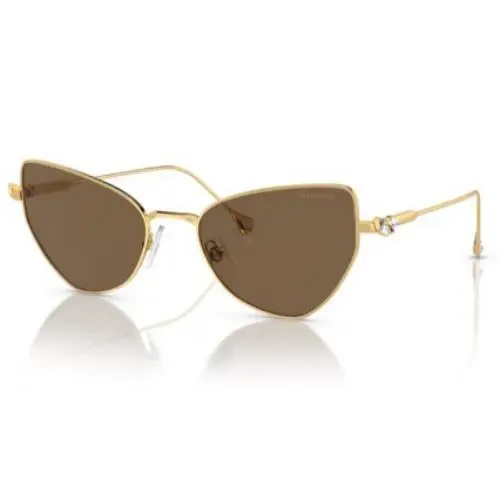 Swarovski SK7011 400473 Sunglasses Women`s Gold/dark Brown Cat Eye Style 56mm