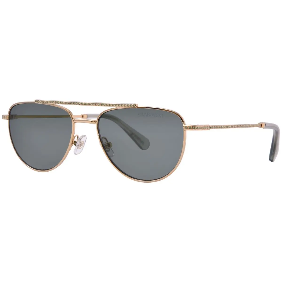 SK7007 401782 Sunglasses Women`s Gold/light Green Oval Shape 53mm by Swarovski