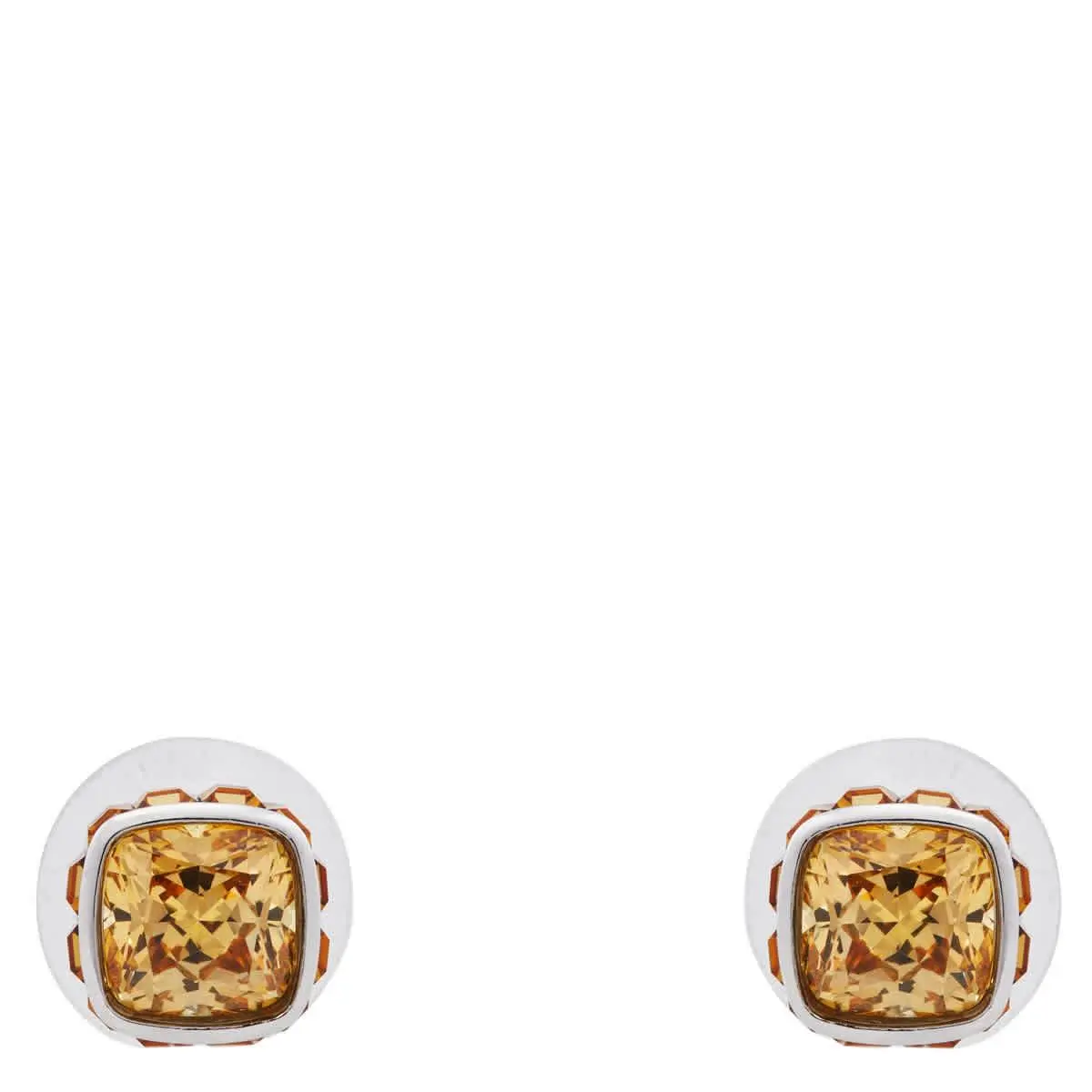 Birthstone Pierced Earrings Studs Nov Rhodium Shiny Yellow by Swarovski