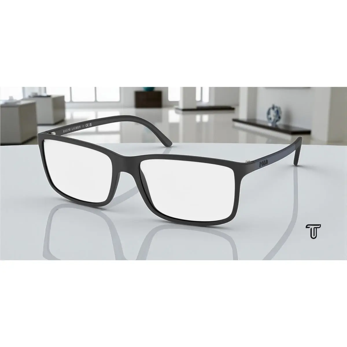 Ralph Lauren Polo PH2126 5505 Matte Black Demo Lens 55 mm Men`s Eyeglasses