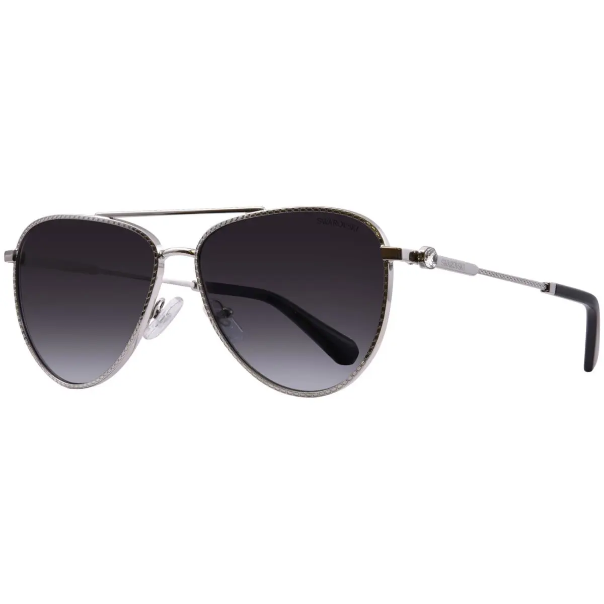 Swarovski SK7031 40018G Sunglasses Women`s Silver/gradient Grey Pilot 59mm