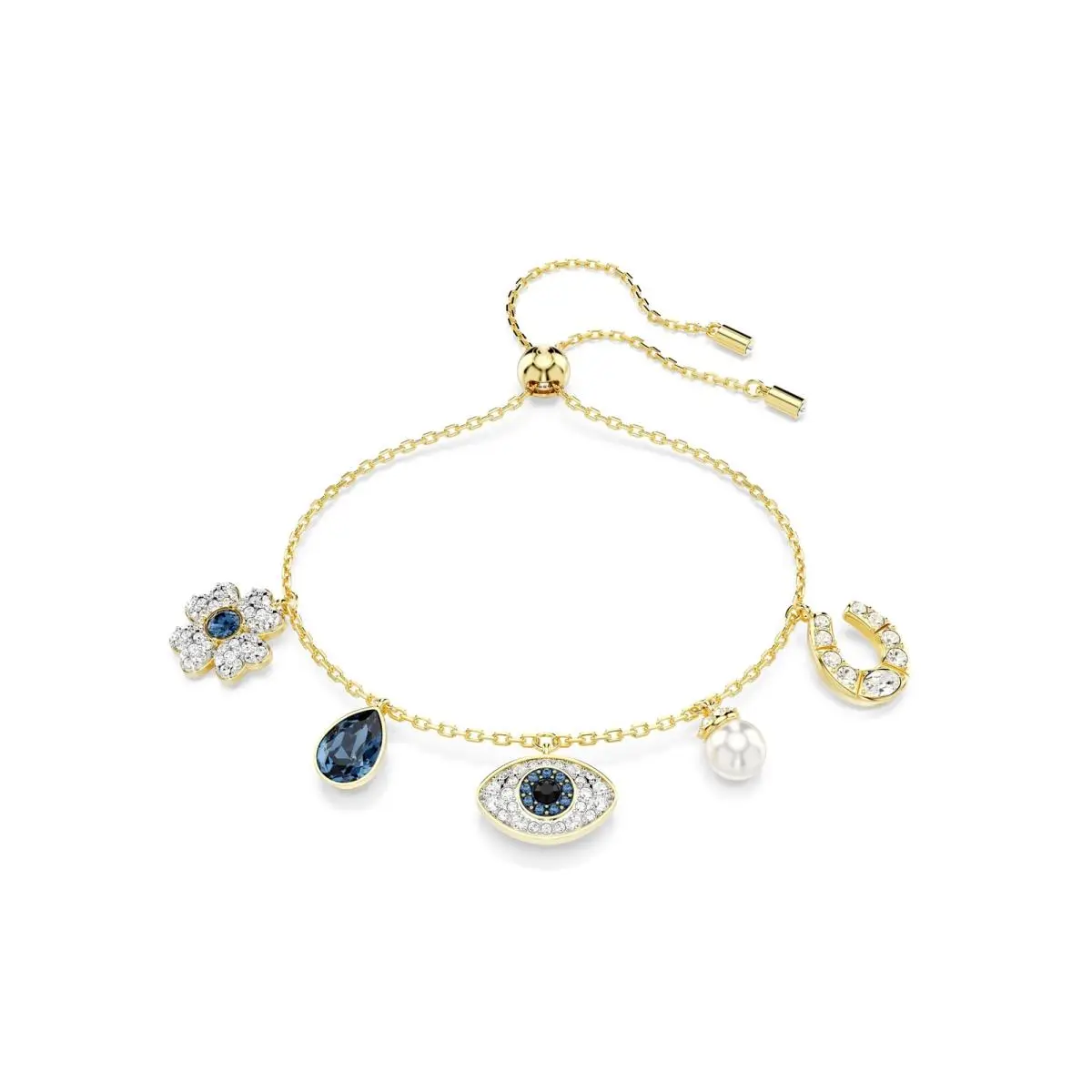 Swarovski Symbolica Bracelet Crystal Pearl Clover Evil Eye and Horseshoe Blue
