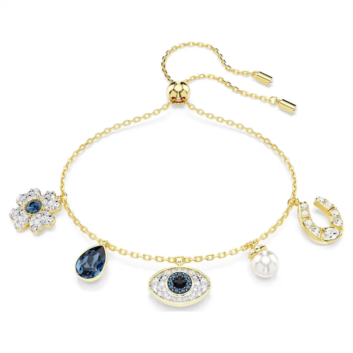 Swarovski Symbolica Bracelet Crystal Pearl Clover Evil Eye and Horseshoe Blue