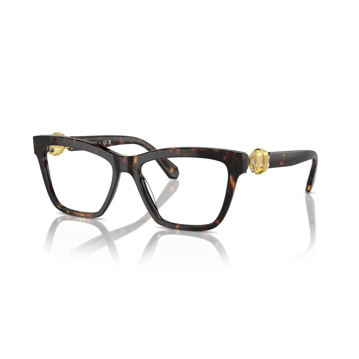 Swarovski SK2021 1002 Eyeglasses Women`s Dark Havana Full Rim Square Shape 53mm - Frame: Brown