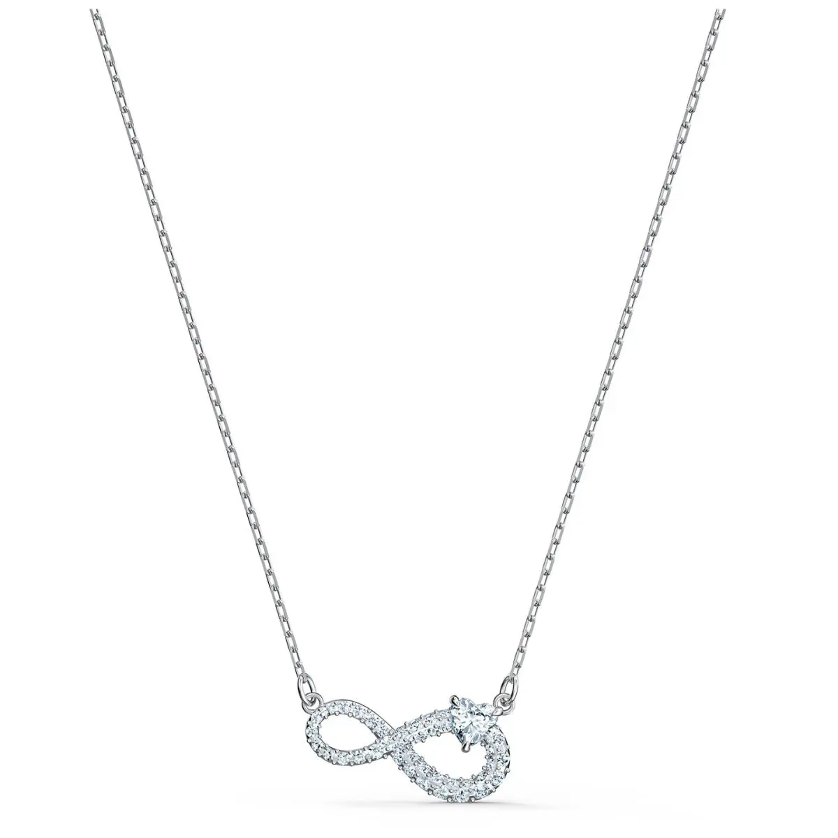 Swarovski Infinity Necklace - White - Rhodium Plated