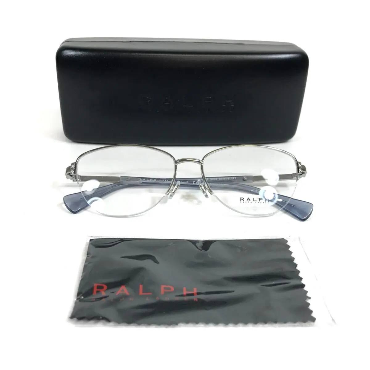 Ralph Lauren Eyeglasses Frame RA6059 9003 Silver Blue Cat Eye Half Rim 56-16-145