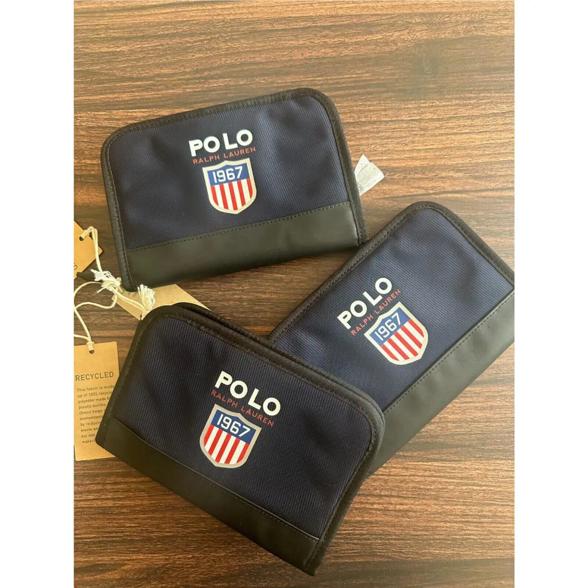 BN Polo Ralph Lauren Men`s Bifold Checkbook Wallet 1967 Usa Black