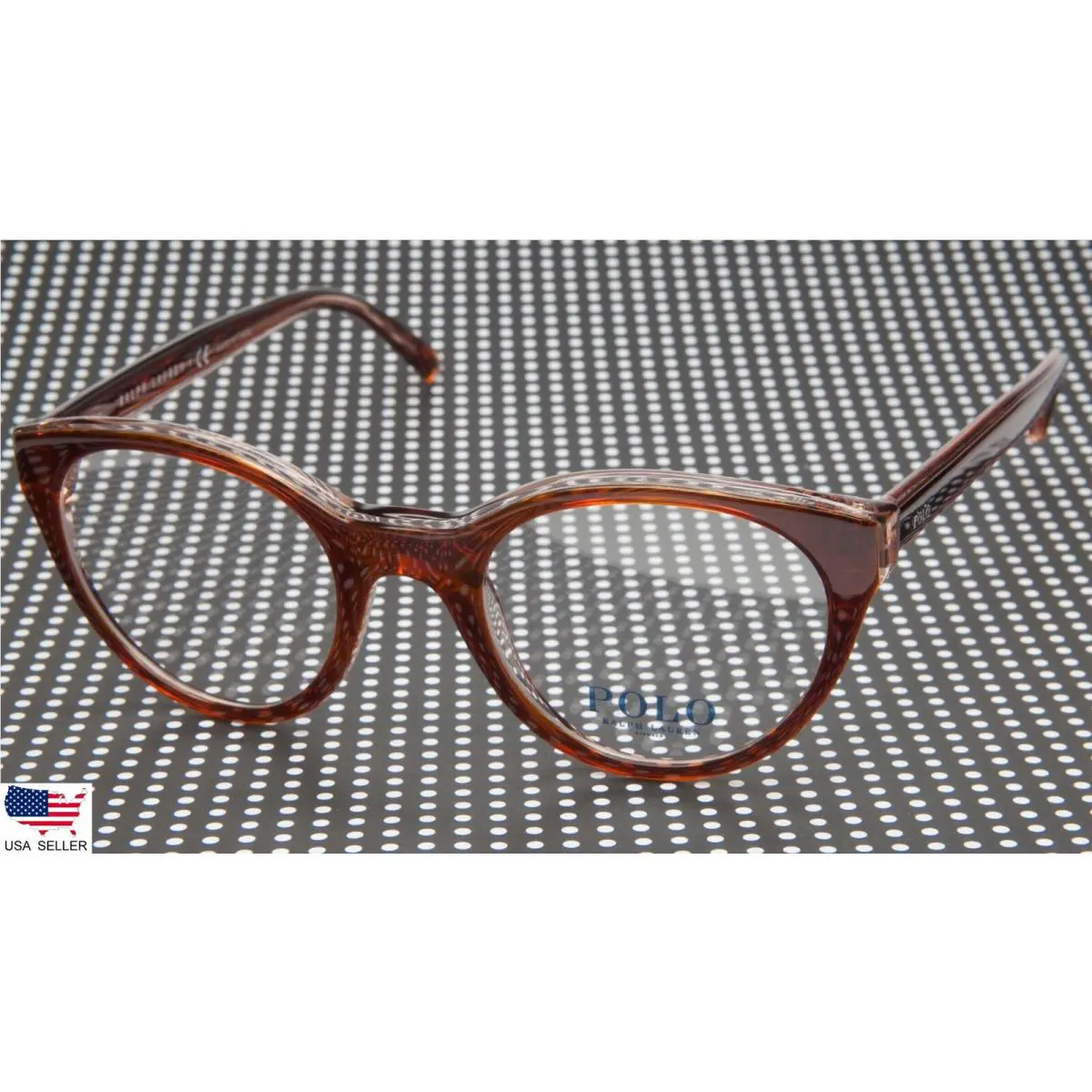 Polo Ralph Lauren PH 2174 5639 Havana Honey On Pink Crystal Eyeglasses 49mm