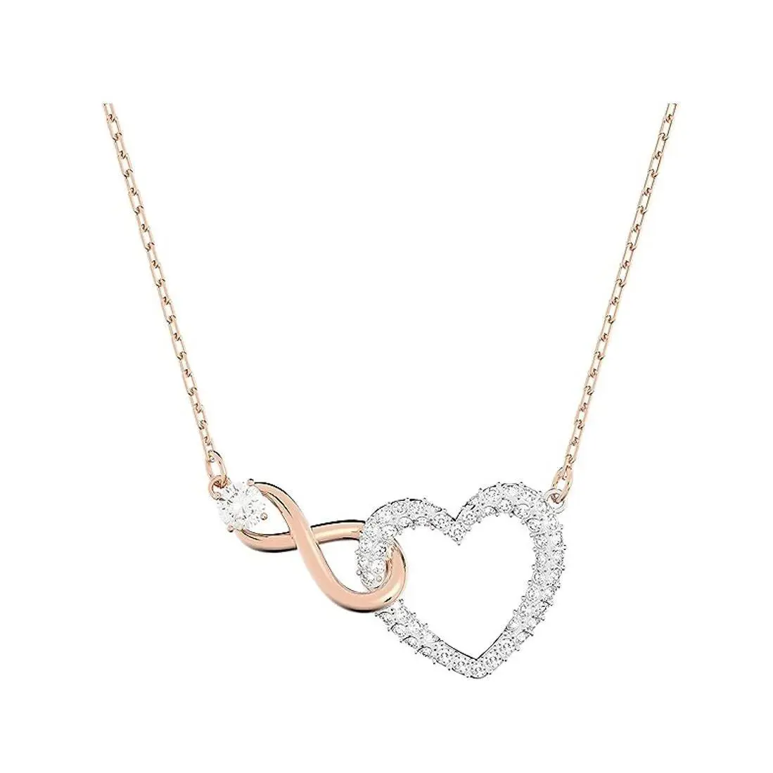 Swarovski Hyperbola Necklace Infinity and Heart White Mixed Metal Finish 5518865