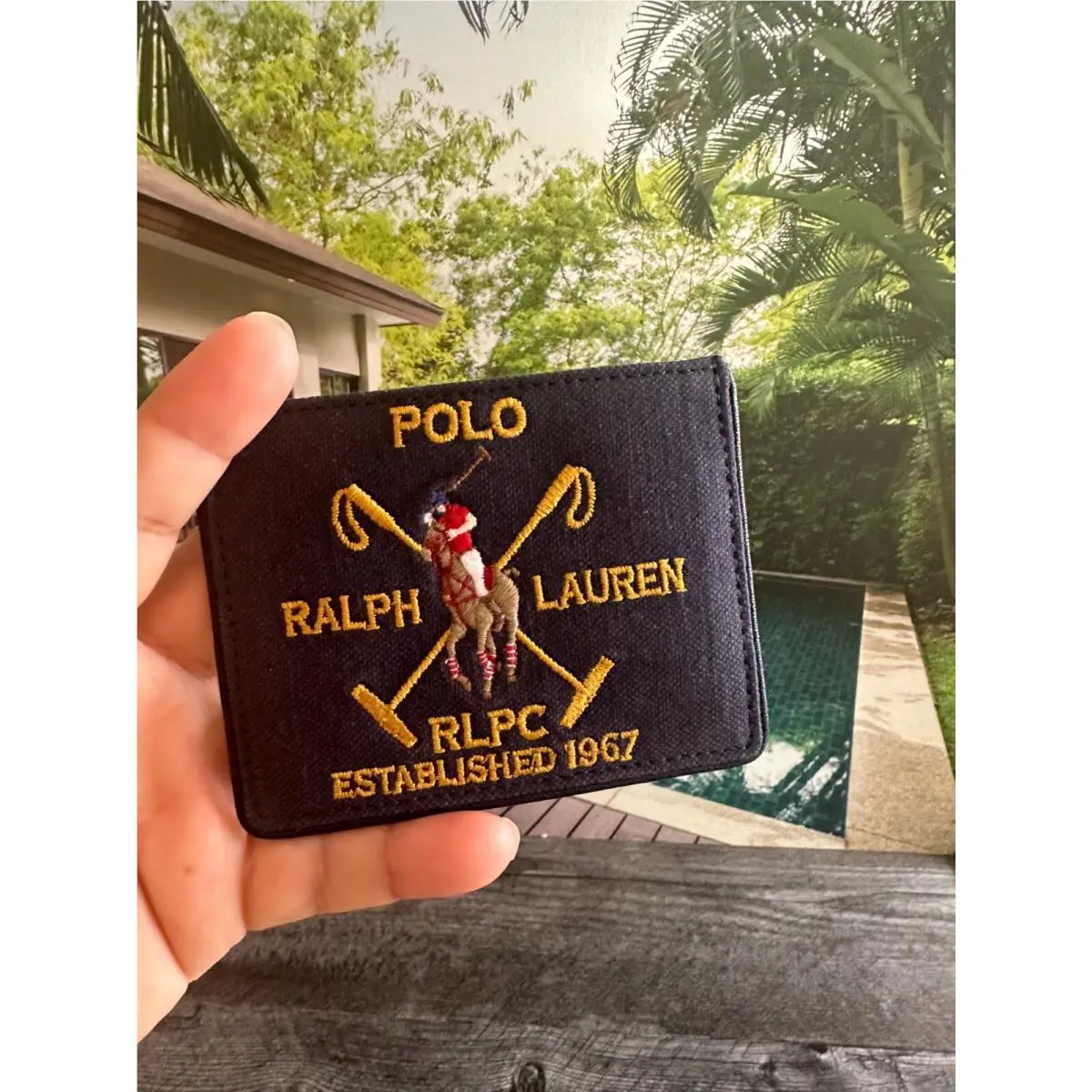 Polo Ralph Lauren Crest Canvas Leather Card Case