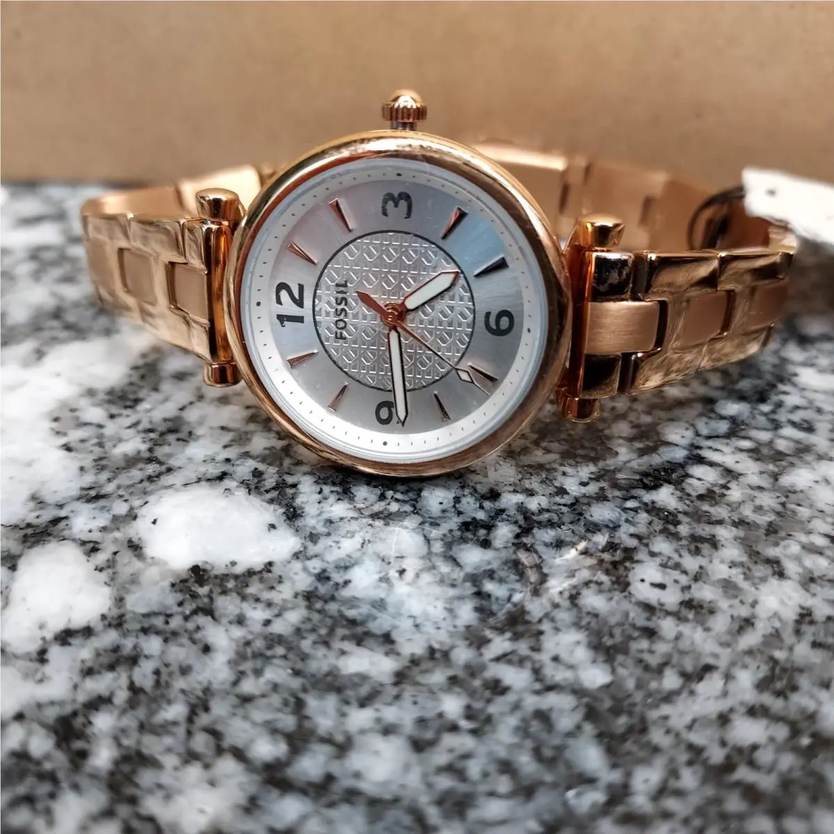 Fossil Ladies Carlie Three-hand Rose Gold-tone Stainless Steel Watch ES5202