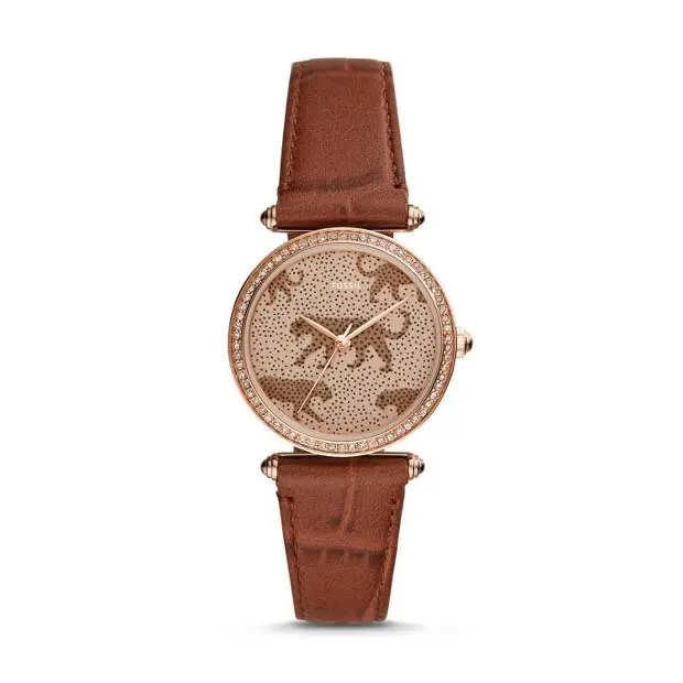 Fossil Women`s Lyric Three-hand Brown Leather Watch ES4683