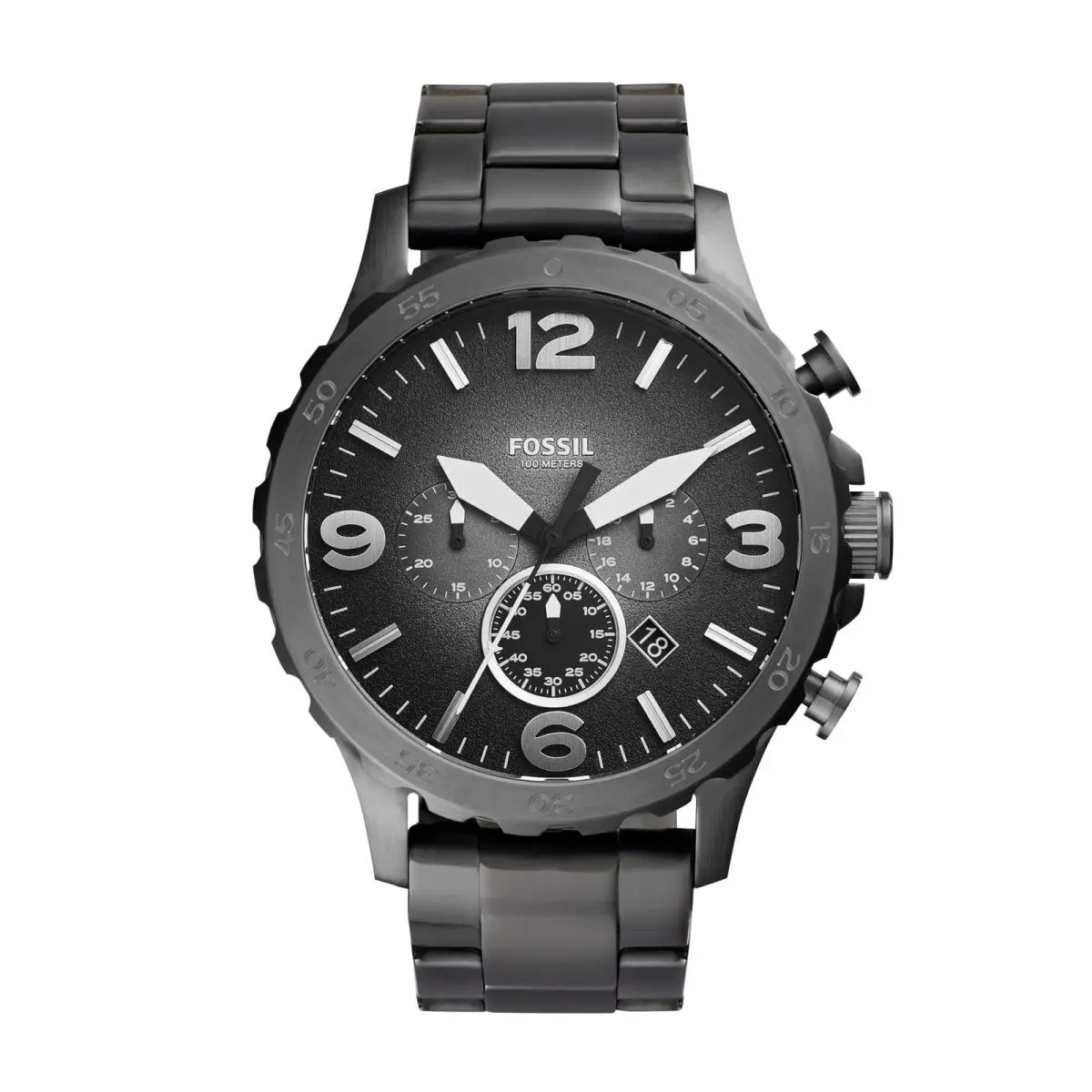 Fossil Men`s Nate Quartz Watch Stainless Steel Watch One Size Smoke Gray