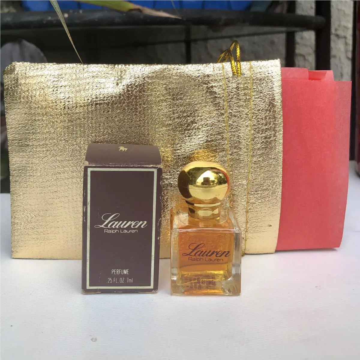 Vtg Lauren Ralph Lauren Pure Parfum 1/4oz Mini Perfume Cosmair + Gift Pouch