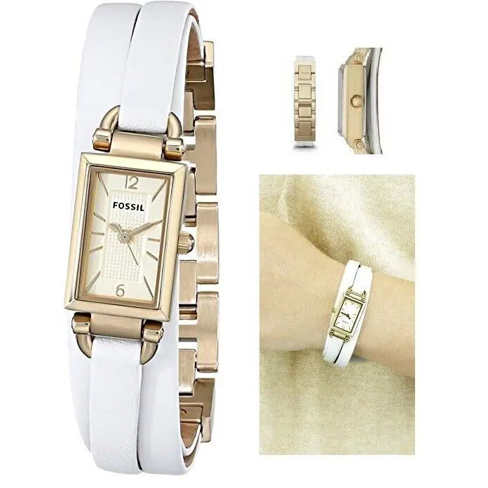 Gold Tone White Multi Strands Leather Bracelet Watch JR1441 by Fossil