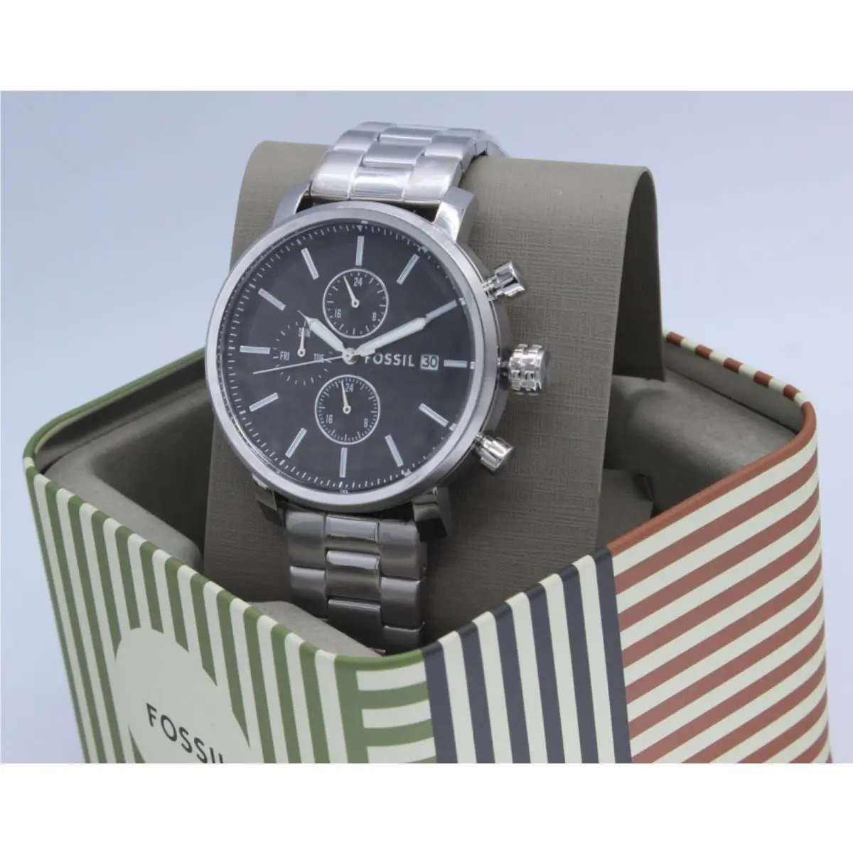 Fossil Rhett Chronograph Silver Black Men`s BQ2851 Watch
