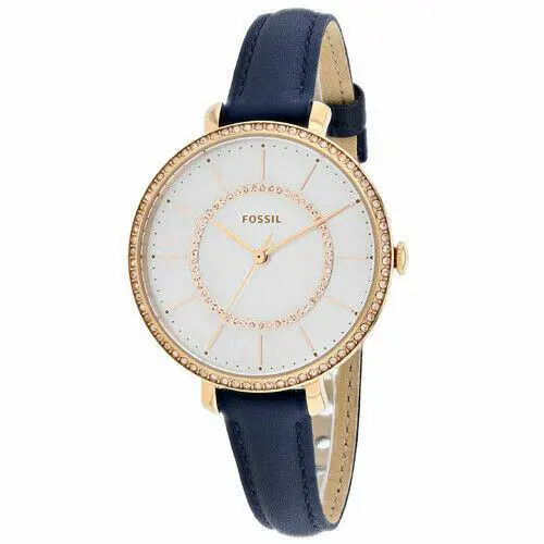 Fossil Women`s Jocelyn Blue Leather Strap Watch 36mm ES4456 - Blue