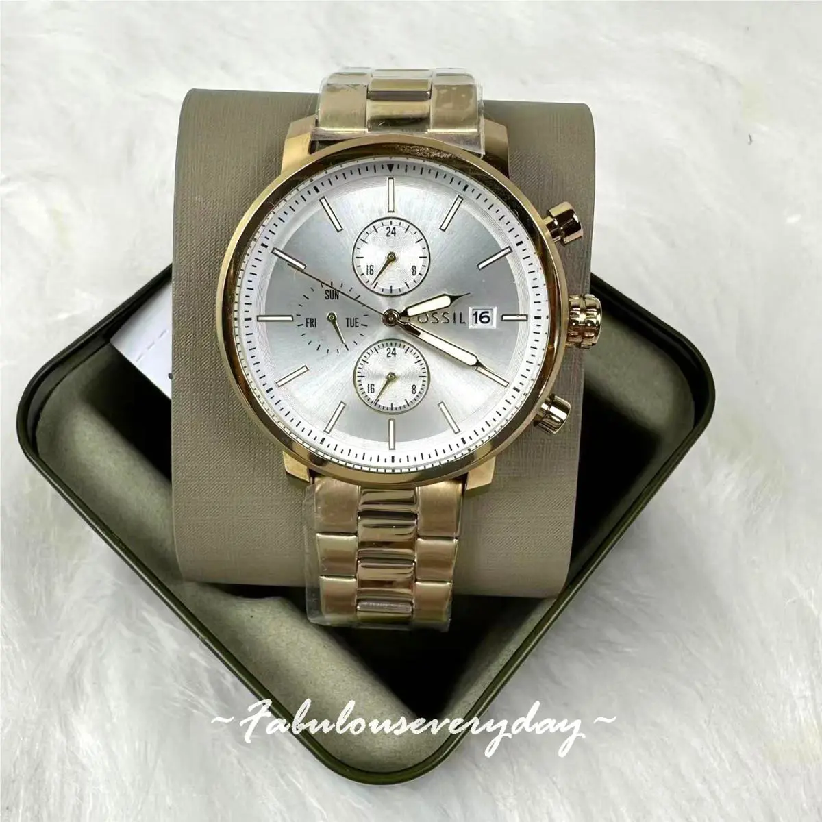 Fossil Rhett Chronograph Multifunction Gold White Men BQ2852 Watch